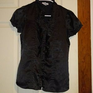 Body Central Black Ruffled Button up